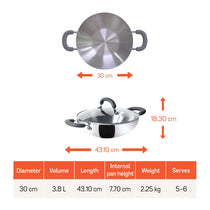 Meyer Trivantage Stainless Steel Triply Cookware Kadai / Wok with Lid, 30cm