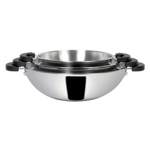 Meyer Kitchen Hacks Stainless Steel 3 Piece Open Kadai/Wok Set, (22 cm / 26 cm/ 30 cm)