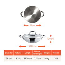 Meyer Select Stainless Steel Kadai 26cm (Induction & Gas Compatible)