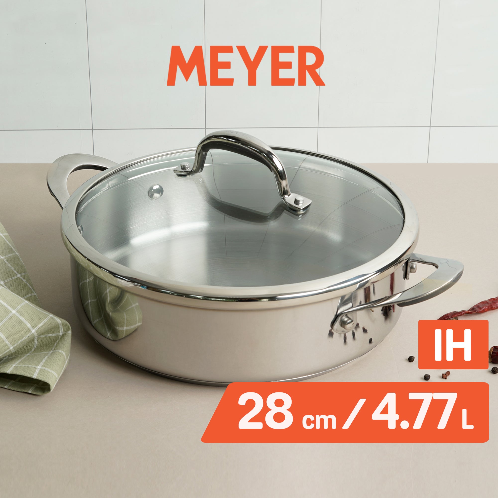 Meyer Select Stainless Steel Sauteuse 28cm (Induction & Gas Compatible)