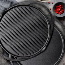 Meyer Pre-Seasoned 30cm Cast Iron 2-in-1 Grill & Griddle (Grillpan + Dosa Tawa)