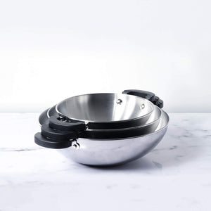 Meyer Kitchen Hacks Stainless Steel 3 Piece Open Kadai/Wok Set, (22 cm / 26 cm/ 30 cm)