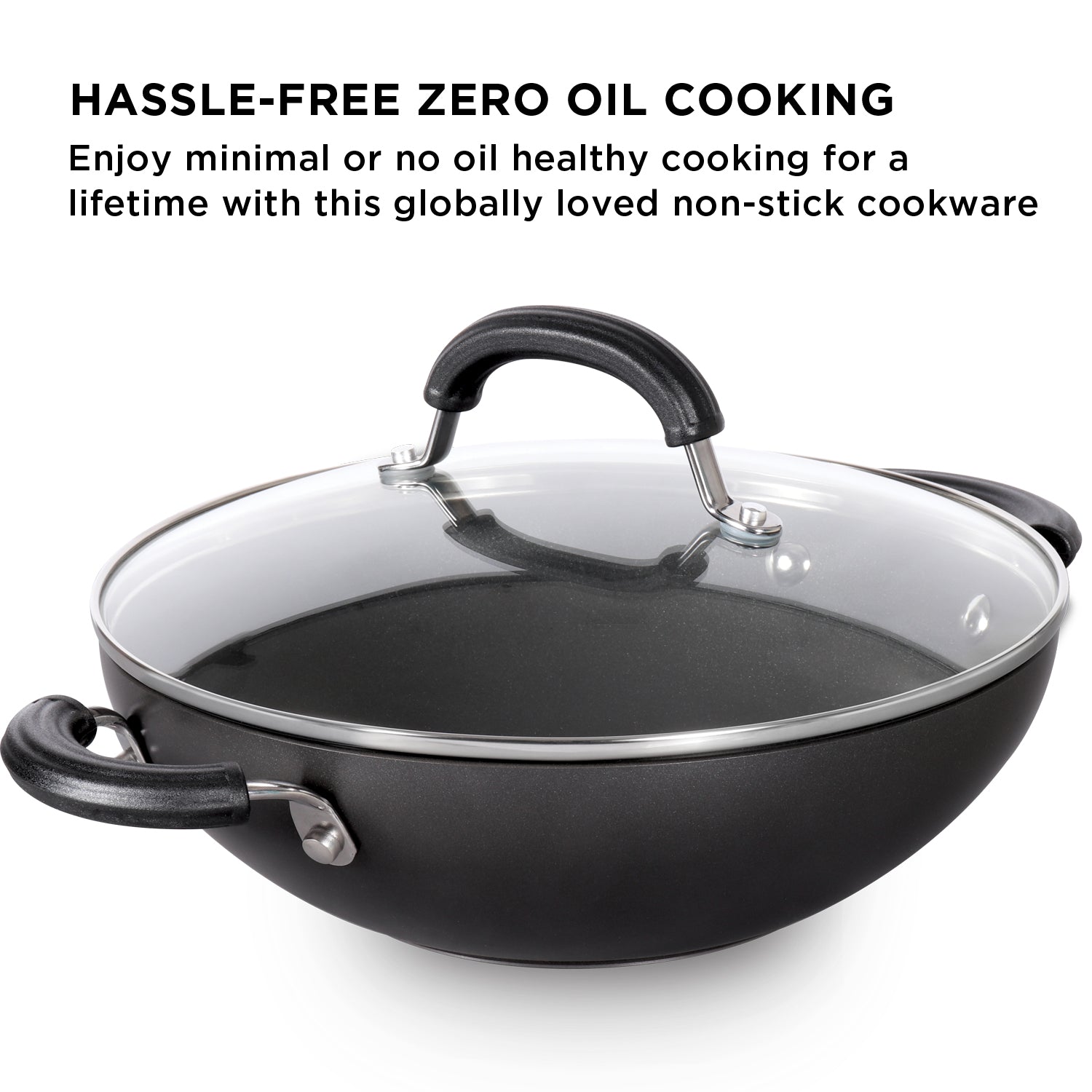 Circulon Origins 26cm Non-Stick + Hard Anodized Kadai/Wok with Lid