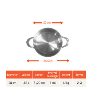 Meyer Select Stainless Steel Sauteuse 20cm (Induction & Gas Compatible)