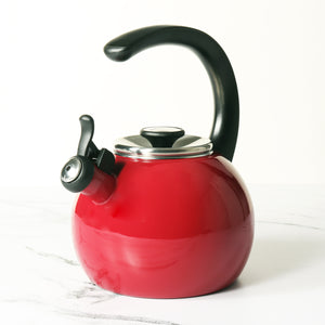 Circulon Enamel On Steel Whistling Tea Kettle 1.9 Liters, Red