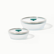 Microwave safe frosted borosilicate glass Anyday dishware set - (Medium Shallow Dish  + Large Shallow Dish) with Lids