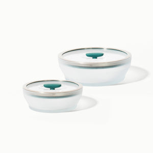 Microwave safe frosted borosilicate glass Anyday dishware set - (Medium Shallow Dish  + Large Shallow Dish) with Lids