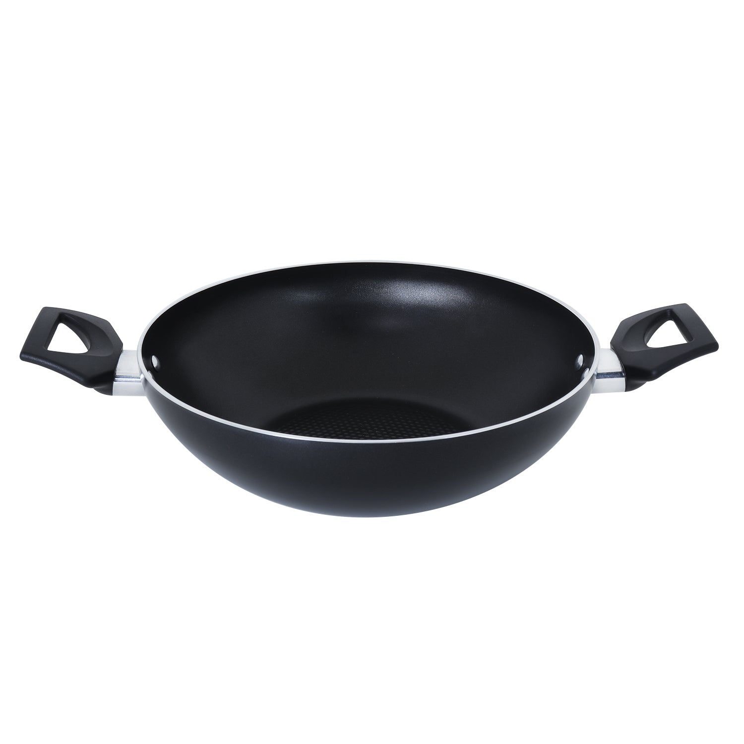 Meyer Safecook Non-Stick Kadai/Wok with Lid, Black ,20cm