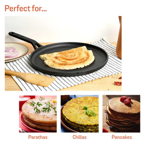 Meyer Pre-Seasoned Cast Iron 2 in 1 Grill and Griddle Pan, Cast Iron Tawa for Dosa, Iron Cookware for Kitchen, Roti Tawa Cast Iron