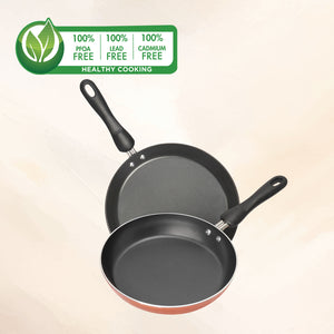 Meyer Non-Stick 2-Piece Cookware Set, Frypan + Flat Tawa (Suitable For Gas & Electric Cooktops)