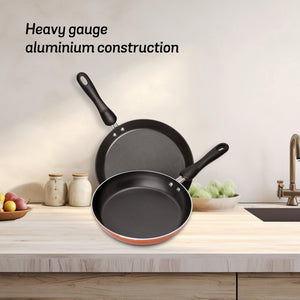 Meyer Non-Stick 2-Piece Cookware Set, Frypan + Flat Tawa (Suitable For Gas & Electric Cooktops)