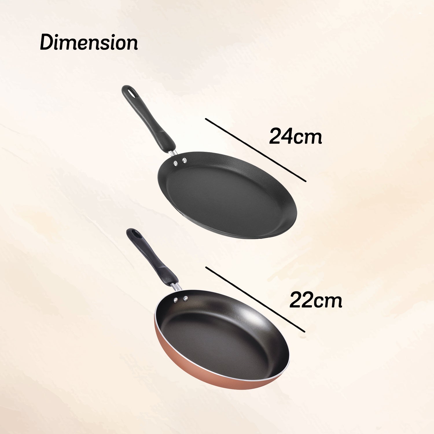 Meyer Non-Stick 2-Piece Cookware Set, Frypan + Flat Tawa (Suitable For Gas & Electric Cooktops)