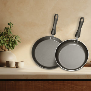 Meyer Non-Stick 2-Piece Cookware Set, Frypan + Flat Tawa (Suitable For Gas & Electric Cooktops)