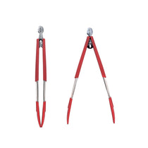 Meyer 2-Piece Crimson Silicone Tongs Set With Stainless Steel Body (23cm & 30cm)