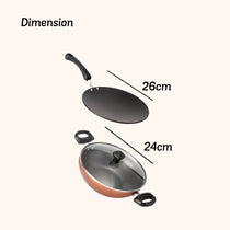 Meyer Non-Stick 4pcs Cookware Set (Kadai + Curved Roti/Chappati Tawa + Nylon Turner)