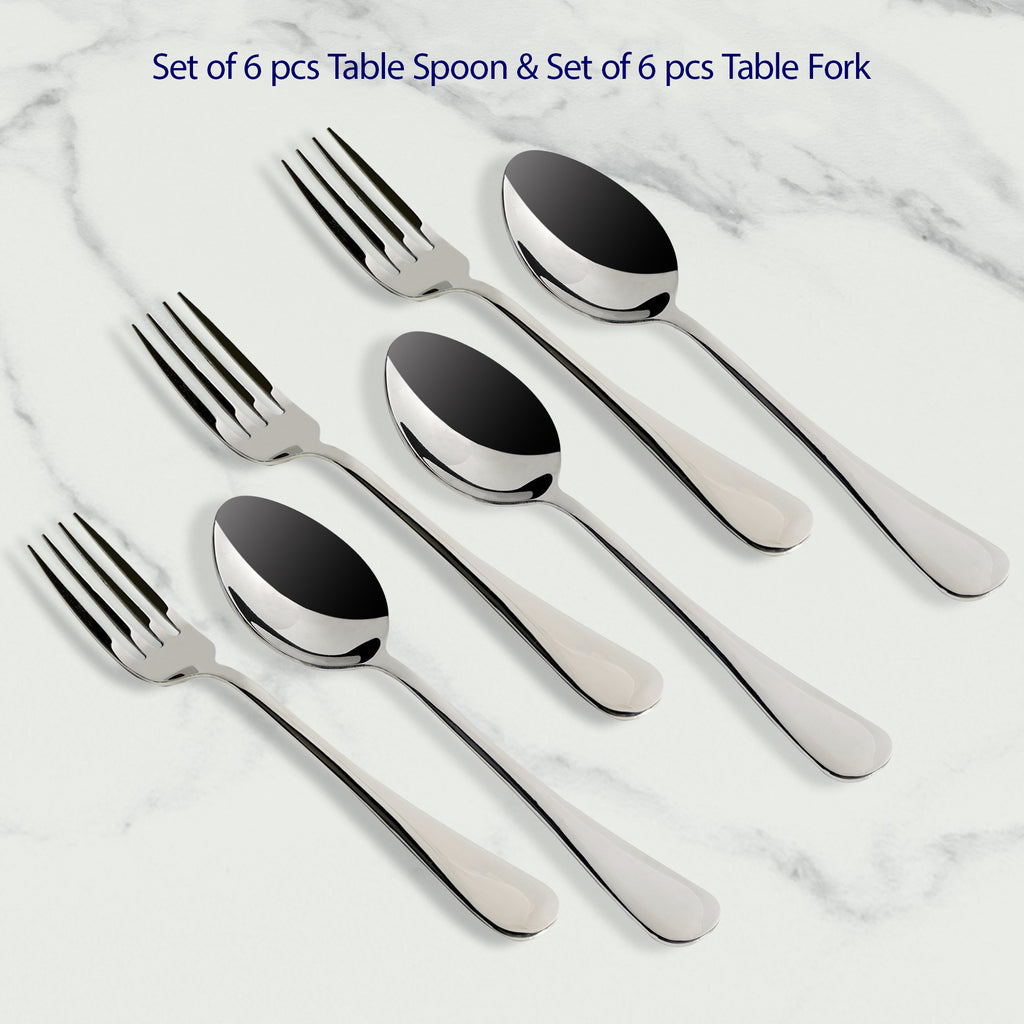 Meyer High-Gloss Stainless Steel 6pcs Dinner Fork Set & 6pcs Table Spoon Set