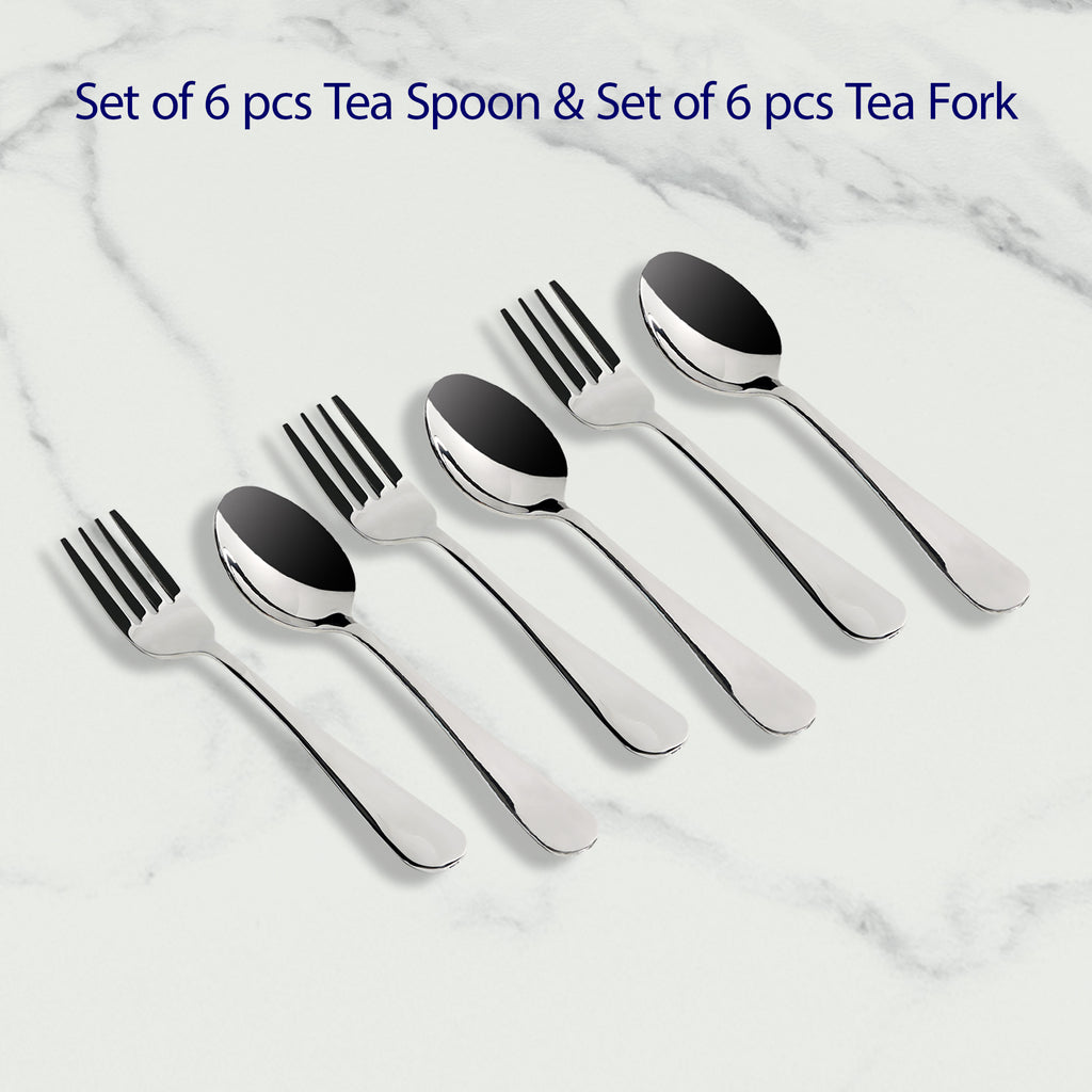 Meyer High-Gloss Stainless Steel 6pcs Tea Spoon and 6pcs Tea Fork Set