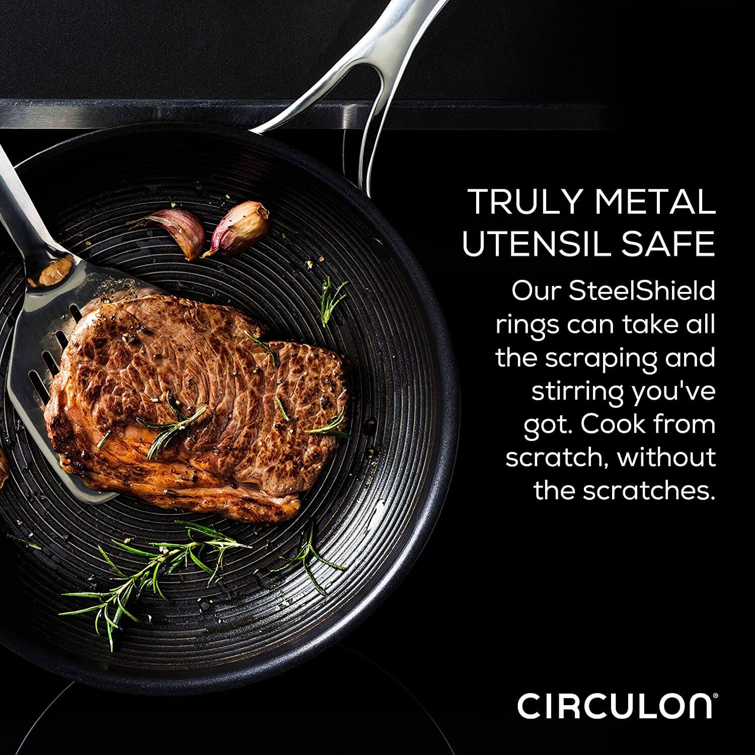 Circulon Clad Stainless Steel Saucepan with Glass Lid and Hybrid SteelShield and Nonstick Technology, 16cm, Silver