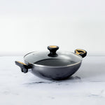 Meyer Skyline Non-Stick Kadai/Wok with Lid 20cm, Grey - Pots and Pans