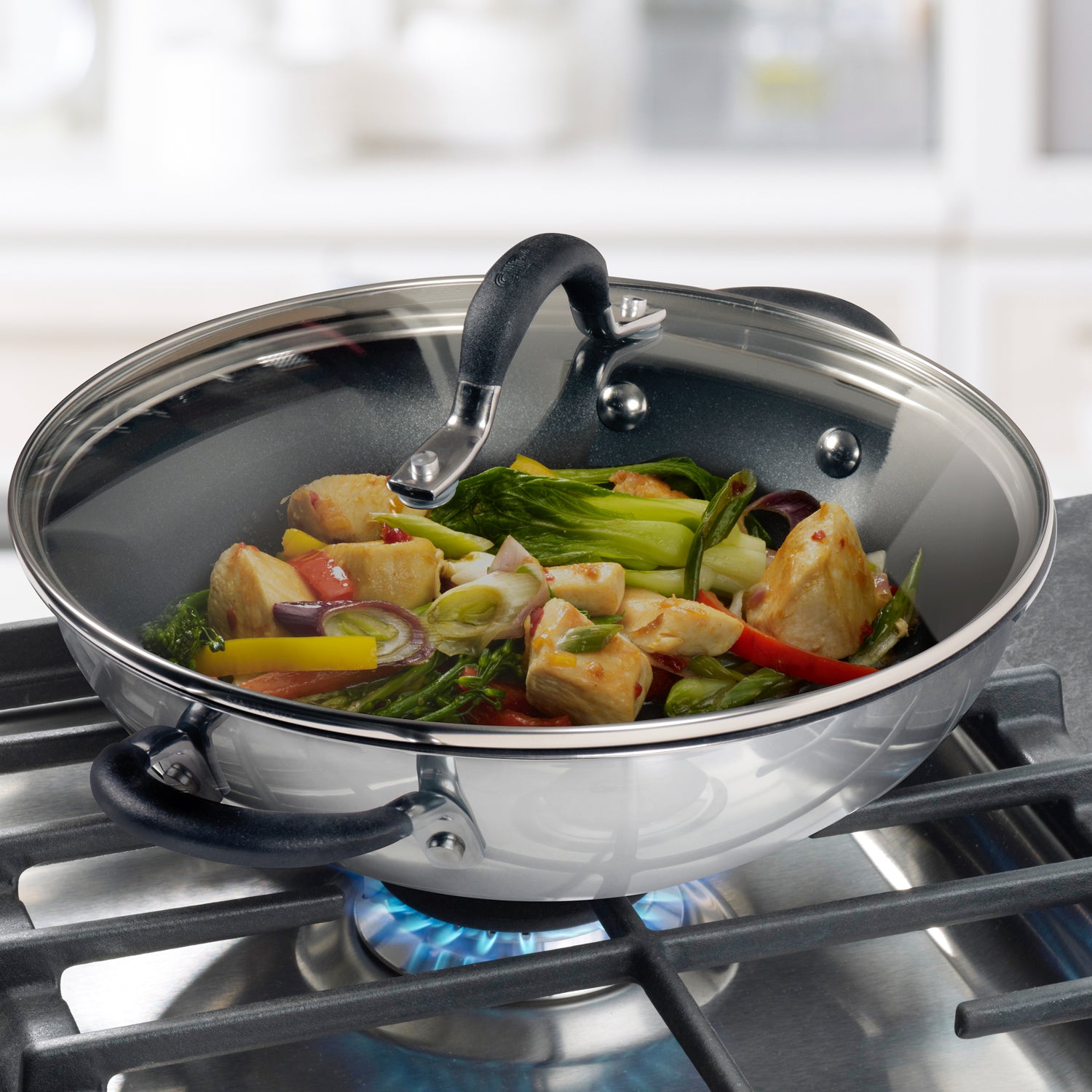 Circulon Momentum 23cm Non-Stick Kadai/Wok with Lid - Pots and Pans